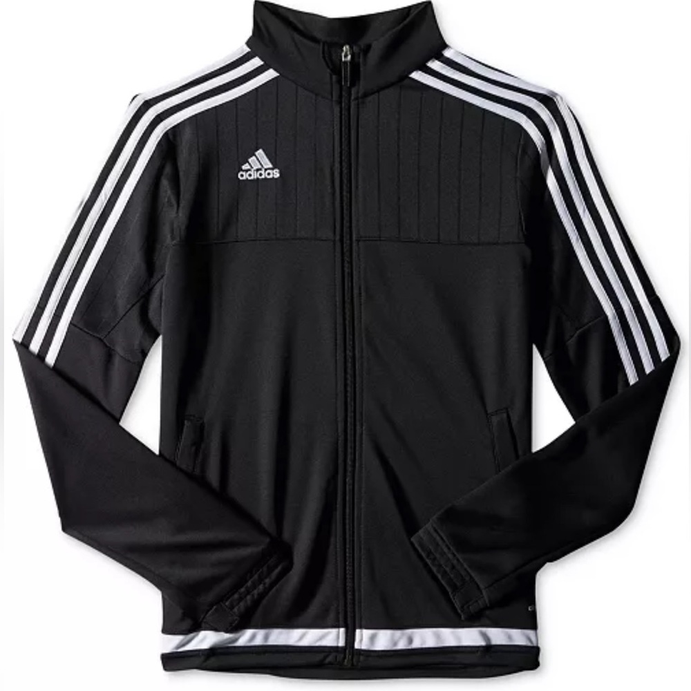 Adidas Black Track Jacket with White Stripes